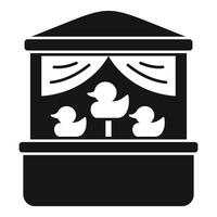 Shooting gallery with rubber ducks at the funfair, catching ducks at amusement park vector