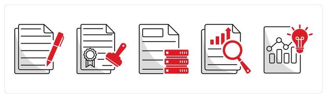 A set of 5 business icons as contract, stamp paper, business data vector