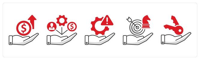 A set of 5 business icons as expenses, resource allocation, risk management vector