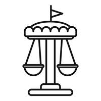 Swing ride with canopy and flag waving in amusement park vector