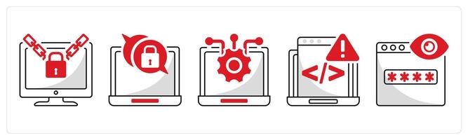 A set of 5 security icons as ransomware, end to end encryption, technology vector