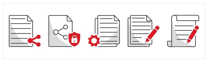 A set of 5 web design icons as file sharing, file sharing security vector