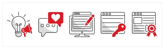 A set of 5 web design icons as creative campaign, social engagement vector