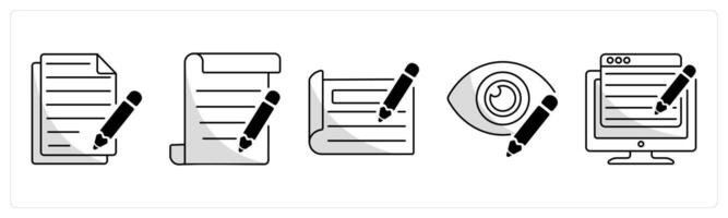 A set of 5 web design icons as copywriting, script, web blueprint vector