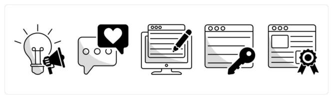 A set of 5 web design icons as creative campaign, social engagement vector