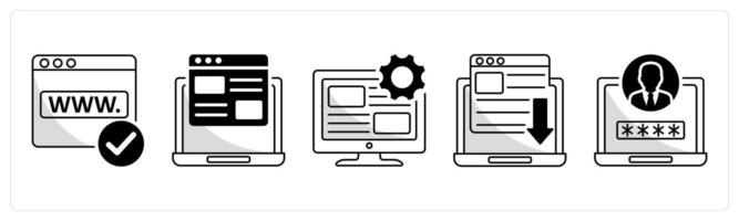 A set of 5 web design icons as domain name, web page design, user interface vector
