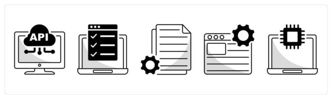 A set of 5 web design icons as api interface, testing features, content managemen vector