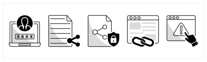 A set of 5 web design icons as admin login, file sharing, file sharing security vector