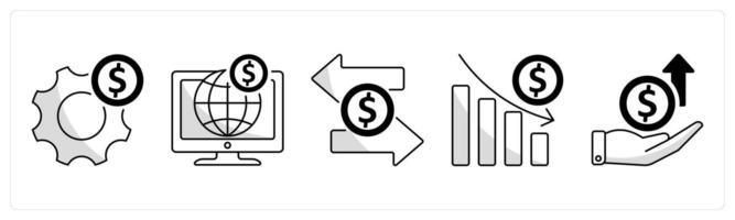 A set of 5 business icons as money making, online business, fund transfer vector