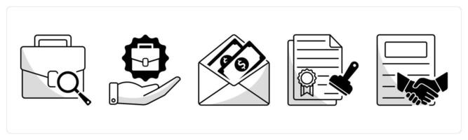 A set of 5 business icons as job search, job offer, salary vector