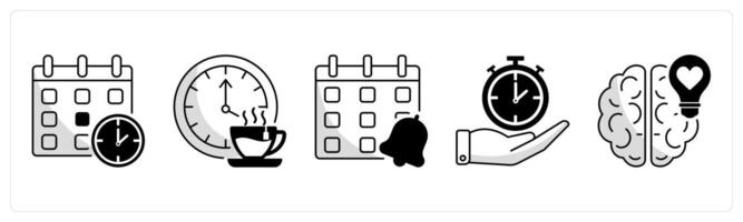 A set of 5 business icons as schedule, break time, meeting reminder vector