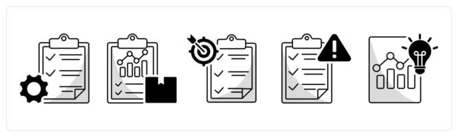 A set of 5 business icons as project management, production report, target vector
