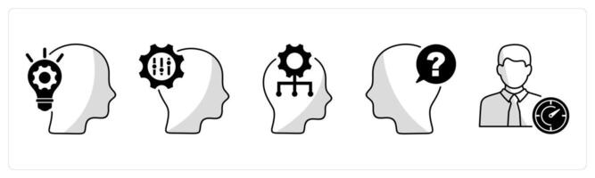 A set of 5 business icons as creativity, adaptability, critical thinking vector