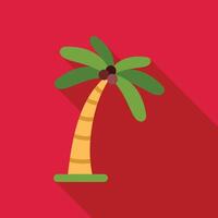Stylized coconut palm tree leaning on vibrant red background vector