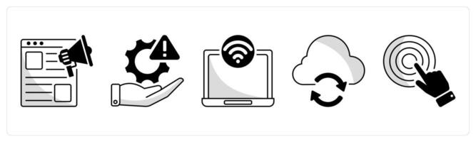 A set of 5 business icons as website advertise, risk management, internet access vector