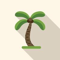 Green stylized coconut palm tree growing on tropical island vector