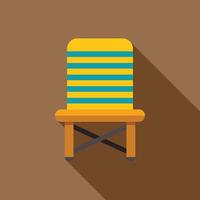 Yellow striped folding chair casting long shadow on brown background vector