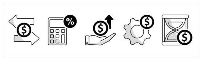 A set of 5 business icons as fund transfer, tax calculator, expenses vector