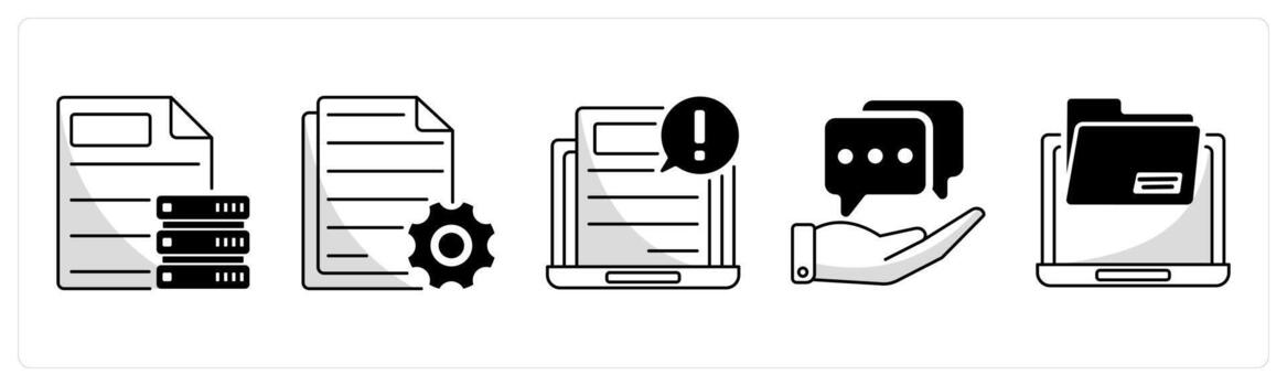 A set of 5 business icons as business data, content development, business information vector