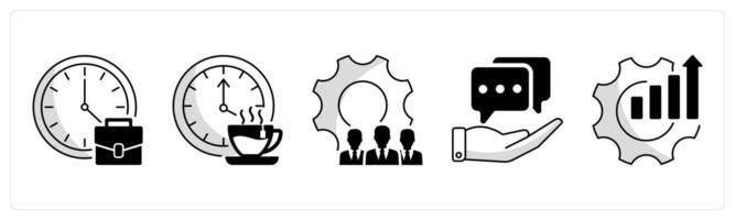 A set of 5 business icons as office hours, break time, management vector