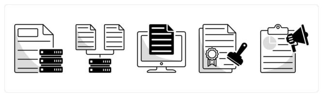 A set of 5 business icons as business data, data collection, online document vector