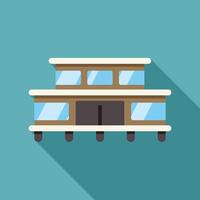 Modern building with large glass windows and elevated structure vector