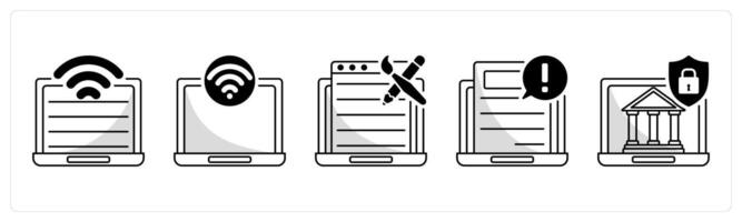 A set of 5 business icons as computer technology, internet access, web design vector