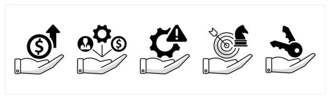 A set of 5 business icons as expenses, resource allocation, risk management vector