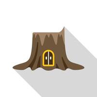 Small wooden door built into tree stump creating tiny home vector