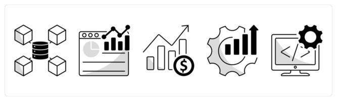 A set of 5 business icons as big data, analytics, business growth vector