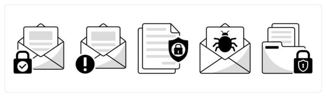 A set of 5 security icons as mail protection, spam, confidential information vector