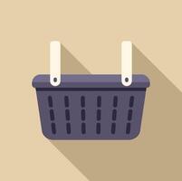 Empty shopping basket with handles up and long shadow vector