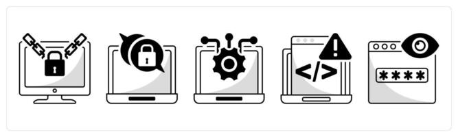 A set of 5 security icons as ransomware, end to end encryption, technology vector
