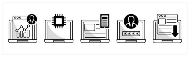 A set of 5 web design icons as admin panel, technology, responsive design vector