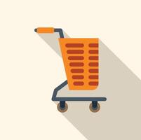 Empty shopping cart with long shadow representing retail commerce vector