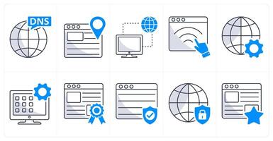 A set of 10 web design icons as dns, website map, connection vector