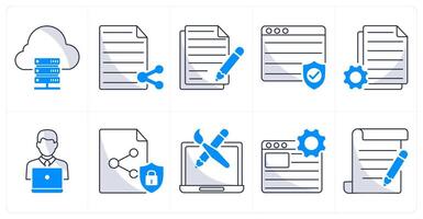 A set of 10 web design icons as web hosting, file sharing, copywriting vector