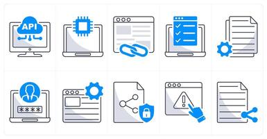 A set of 10 web design icons as api interface, technology, backlink vector