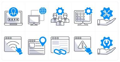 A set of 10 web design icons as admin login, connection, development team vector