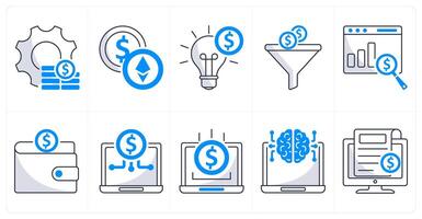 A set of 10 blockchain icons as money management, cryptocurrency, financial innovation vector