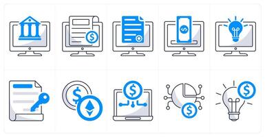 A set of 10 blockchain icons as digital banking, crypto news, digital contract vector