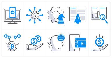 A set of 10 blockchain icons as crowdfunding platform, crowdfunding, strategy vector
