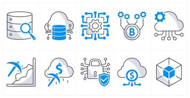 A set of 10 blockchain icons as big data analytics, big data, technology vector