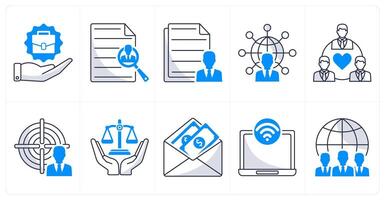 A set of 10 business icons as job offer, search employee, employee details vector