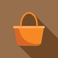 Orange beach bag casting long shadow on brown background vector