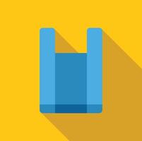 Blue shopping bag casting long shadow on yellow background vector