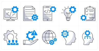 A set of 10 business icons as development, content development, app development vector