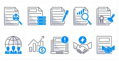 A set of 10 business icons as search employee, business data, contract vector