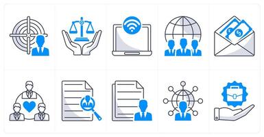 A set of 10 business icons as business hunting, business ethics, internet access vector