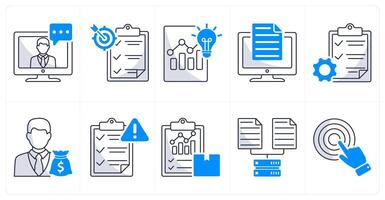 A set of 10 business icons as online conference, target, idea to profit vector